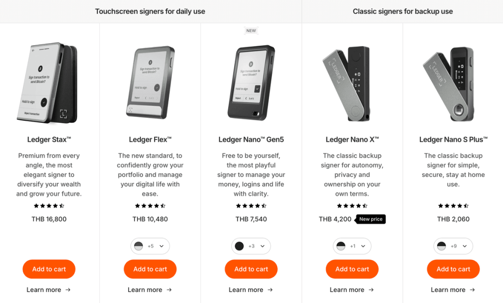 Ledger cold storage wallets
