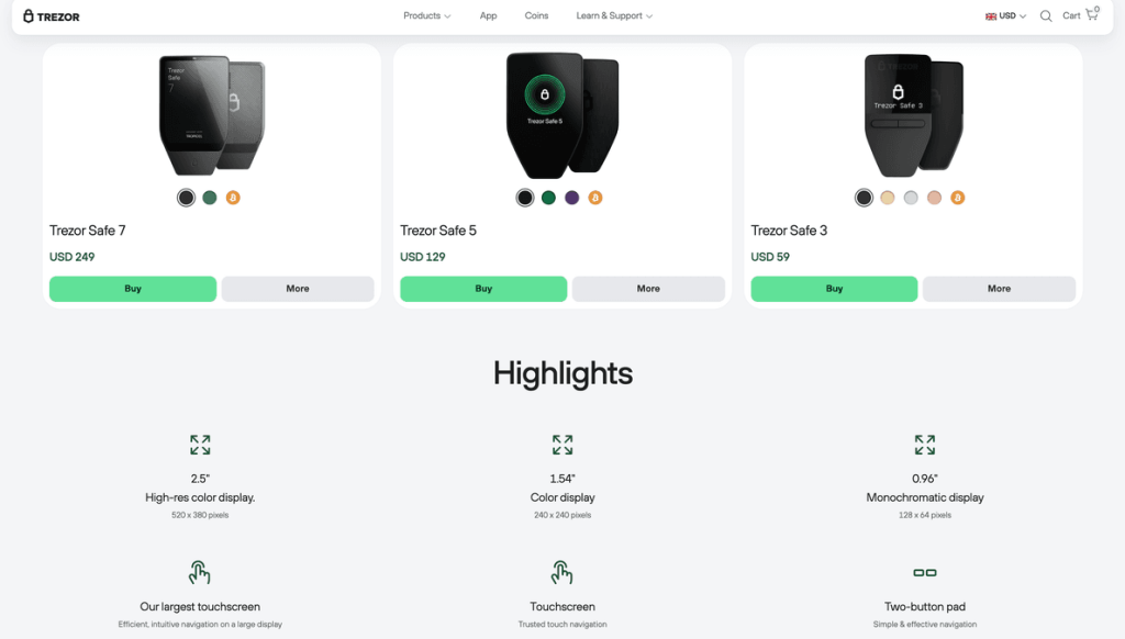 Trezor is another famous crypto cold storage wallet