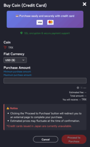 Buy TRON (TRX) via Izaka-Ya