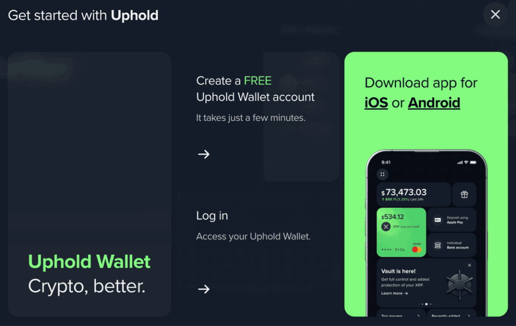 Uphold wallet review - how to move crypto from Uphold to wallet