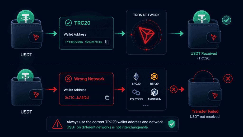 TRC20 Wallet Address / Wrong Network Warning