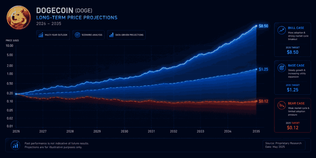 Dogecoin Price Prediction Scenarios (2026–2035 Overview)