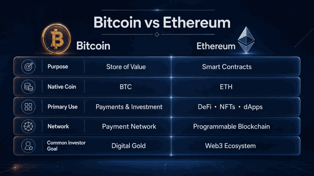 Bitcoin vs Ethereum