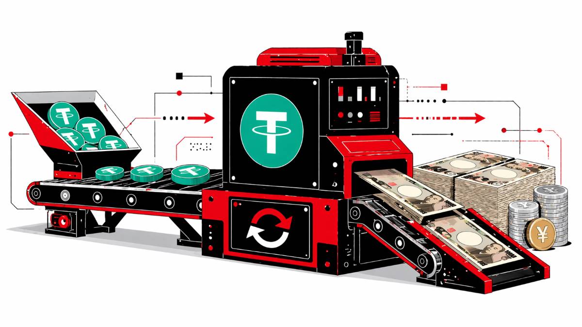テザーからJPYへの現金化プロセスのクリーンな図