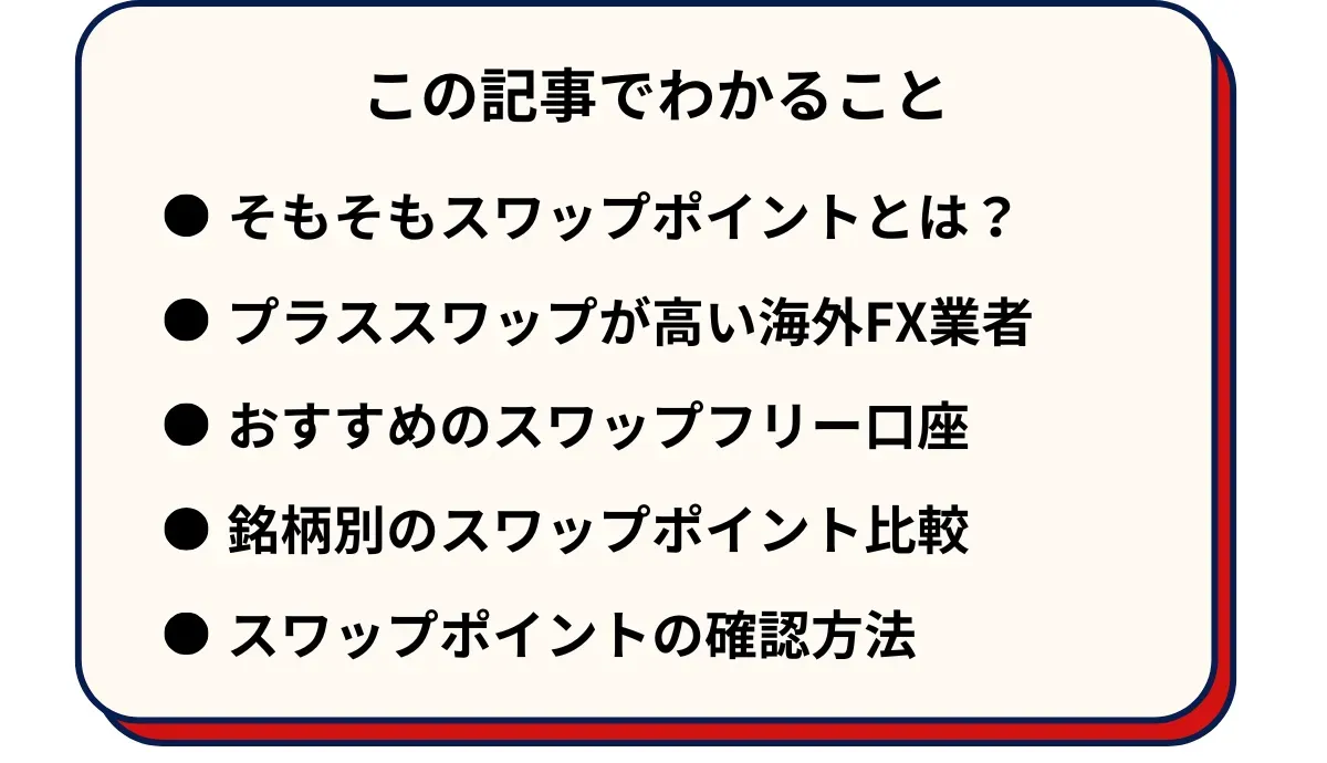 海外FXのスワップポイント比較の記事でわかること