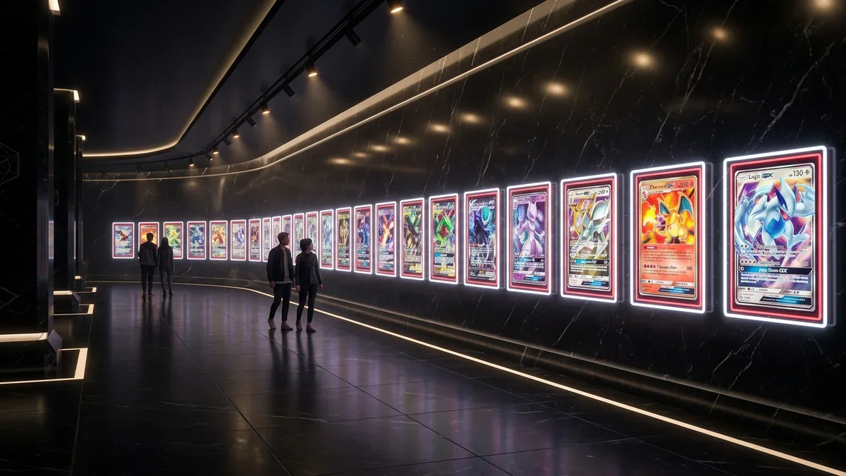 モンスターカードが展示されたモダンなWeb3仮想ギャラリー