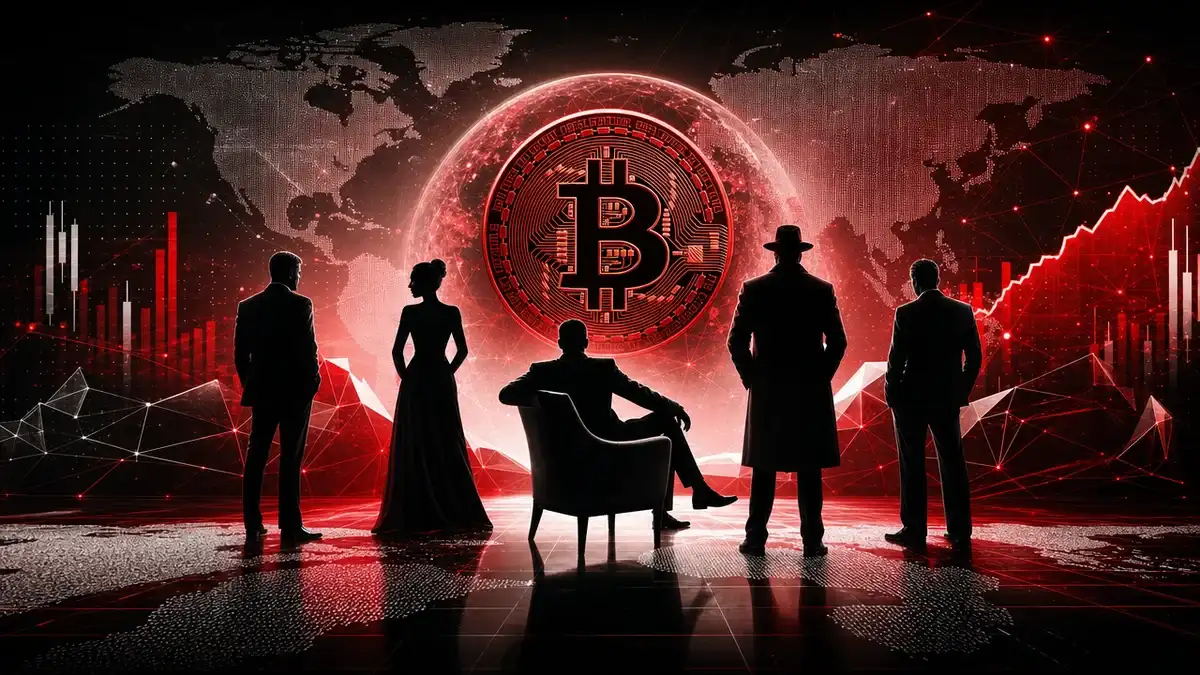 世界のビットコイン成功者を力強い金融イメージで表現