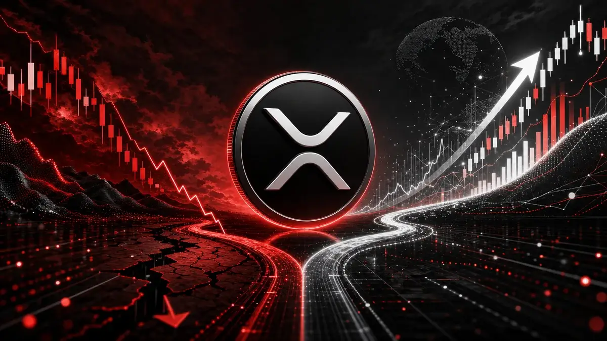 強気・弱気シナリオを表すXRP価格予想ビジュアル