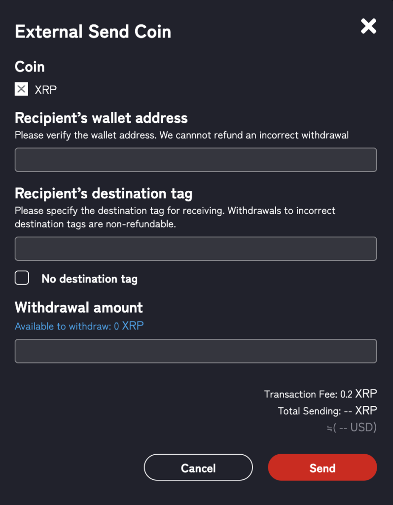 Izaka-ya ส่งเหรียญ XRP แบบ external