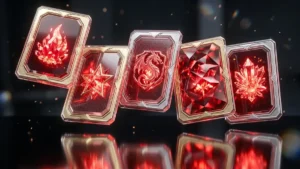 深紅のクリスタルが美しい、リアルな3Dガラスのデジタルカード